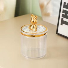 精品上新 ins風 高顏值便攜創意牙籤筒收納棉籤筒棉籤罐防塵帶蓋小紅書同款 上新, 透明小熊牙籤筒, 1個