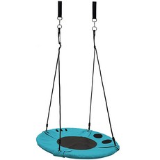 Vivere Flying Saucer Tree 아동용 그네 해먹 의자 - 지지 하중 99.8kg(220파운드) 208826 4355457599, Neptune Blue