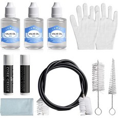 트럼펫코넷 청소 키트 9개 필요한 모든 것 코넷 관리 프리미엄 트롬본 코르크 그리스 유연한 보어 브러시 이중 먼지 밸브 클라리넷 천 - 파란색, 10Pcs