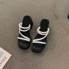 AREVI여름 여성 하이힐 샌들 통굽 트랜드 슬리퍼8cm