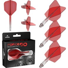 Mission Darts 다트플라이트 다트날개 미션 다트 포스 90 통합 정밀 성형 비행 및 샤프트 시스템 3개의 전문 내구성 복합 스템 팩 표준 No.6 레드 그라디언트 쇼트, Mission Darts 다트플라이트 다트날개 미션 다