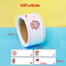 60Pcs/Rolls 테이프 이름 태그 스티커 학교 문구 물병 메시지 색인 라벨 를위한 스티커 스티커, girls