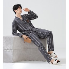 【抗菌新疆棉】春秋季睡衣男長袖拉架棉純棉卡通男士家居服套裝