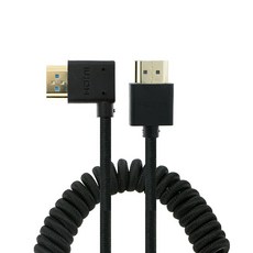 Uonecn 소니 A7siii용 직각 HDMI Atomos Ninja V용 카메라 HDMI용 4K 코일 HDMI 케이블 Z-CAM F6용 짧은 HDMI 케이블 Z-Cam, 04- 직선에서 왼쪽, 블랙