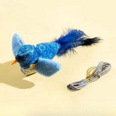 【 富貴家】互動貓玩具模擬鳥 電動發聲玩具 貓咬咀嚼絨毛玩具 貓咪用品, 1個, 藍色