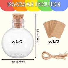 구형 플라스틱 물약 모양 둥근 코르크와 태그가 있는 모래 아트 장식 사탕, 3.4oz 100ml, 10Pcs Set