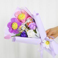 스마일꽃 롤리팝 킨더조이 꽃다발, 퍼플핑크