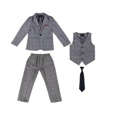 台湾現貨 男童西裝 男花童西裝禮服 中小童婚禮拍照格子西装套裝 兒童畢業禮服西裝 畢業拍照格紋西裝 寶寶週歲西裝禮服