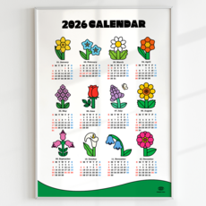 2026년 탄생화 레트로 꽃 포스터 달력 낱장 꽃그림 1년 연력 캘린더 방꾸미기 인테리어, 1개, 포스터만 구매
