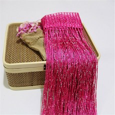 반짝이 문 문자열 커튼 실버 리본 반짝 이는 술 플래시 라인 커튼 밸런스 창 룸 홈 인테리어에 대한, Rose Red