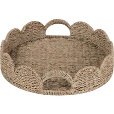 스토리지웍스 직사각형 위커 가리비 트레이 손잡이가 달린 라탄 서빙 장식 및 정리용 씨그래스 바구니 15.75인치 L x 11.5인치 W 2.75인치 H, 13"