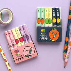 핑크풋 1000 당근 패턴 연필캡 6p 정품 랜덤, 상세페이지 참조, 1세트