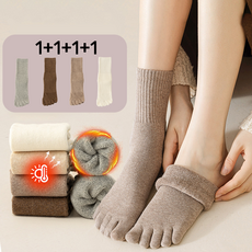 1+1+1+1 우이지아 쫀쫀파일 겨울 여성 발가락양말 두거운 중목 양말
