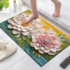 3D 규조토 플라워 욕실 미끄럼방지 발매트 (1+1), 플라워01번, 플라워04번