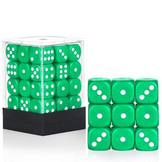 해외 Handan 24팩 16MM 6면 주사위 세트 반투명 색상 D6 게임 Yahtzee Bunco 또는 교육 수학을 위한 표준 휴대용 파우치 포함옐로우 미국매장정품+ 1723, 솔리드 그린.