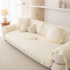 Bofung 북유럽 스타일 사계절 순면 쇼파패드 쇼파매트 2-4인용 미끄럼방지 부드 양질 프릴 러플