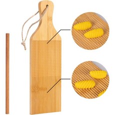 2n1 뇨키 보드 콤보 홈통 교차선형 모양 파스타 카바텔리 가르가넬리 도우 성형 도구 패들 대나무 버터 주방 선물 아이디어, 2n1 뇨키 보드 콤보 홈통 교차선형 모양 파스타 카바