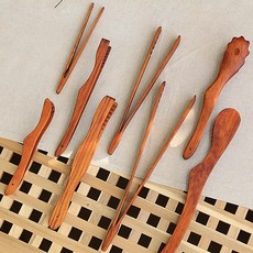 맛있는유혹 나무 옻칠 주방 요리 집게, 1개, 6. 라인 집게 대