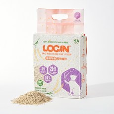 LOGIN洛格 強效除臭稻殼貓砂 1.5mm細顆粒 6L/2.5kg 無香精 可沖式, 1個, 6Lx5包 送木天蓼貓草玩具