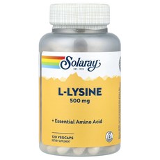 Solaray 솔라레이 L-라이신 500mg 120 식물성 캡슐 보충제, 1, 120정