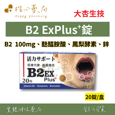 大杏生技 B2 ExPlus 錠 B2 100mg、麩醯胺酸、鳳梨酵素、鋅, 1個, 20顆