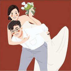신랑신부 일러스트 3D보석 십자수 커플 함께 하는 다이어몬드페이팅 비즈공예 큐빅 스트레스 해소 사랑 담아 있는 DIY 만들기세트 기념일선물, 신랑신부 003, 60*60, 1개
