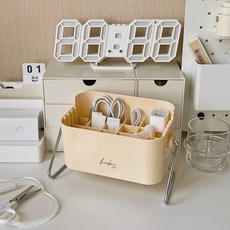 數據線收納盒電源充電線手機充電整理繞線分格神器桌面理線集線盒, 奶黃色, 1個