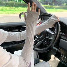 夏季防曬冰絲袖套 女款防紫外線寬鬆騎行袖套 戶外透氣冰袖, 淺灰色【主圖款】, 1個