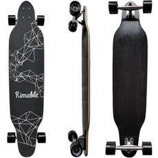 Rimable 104.1cm(41인치) 프리스타일 탑마운트 롱보드 스케이트보드 - 초보자 크루저 단풍나무 데크 크루징 롱 보드 스케이트보드 청소년 어린이 및 성인용 (블랙, 블랙블랙_171338
