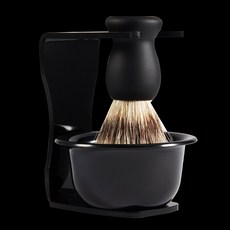 클래식 홀더 통 스틸 쉐이빙브러쉬 거품면도 세트, 12 돼지 갈기 브러시 3종 세트