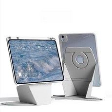 iPad Pro 보호 케이스 Air 호환 세로형 강화 펜 슬롯 포함 아크릴 프로 휘어짐, 1개, 그랜마그레이 자석 분리형, iPad Pro 2024(11 )