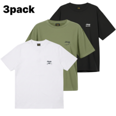[국내정품] 지프 JEEP 반팔티 공용 3팩 세트 3컬러 3매 남성 여성 반팔 티셔츠 선물