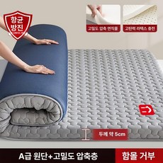 매트리스 토퍼 바닥 싱글 손님용 메모리폼 알러지케어 하드 접이식 수면매트, 1cm, 1단계 딥슬립 미쓰비시 그레이블루 5cm