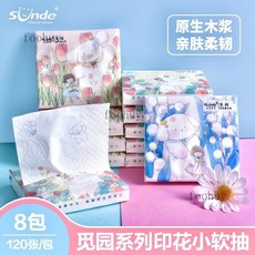 SUNDE卡通印花抽取式紙巾小包裝，熱賣台灣出貨，迷你便攜手帕紙，可愛小鴨印花餐巾紙，衛生紙, 1個, 【8包】覓園系列