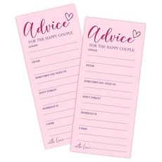 해외 Heiyihe 10.2 x 22.9cm4 9인치 웨딩 샤워 게임 카드 Would She Rather 25명의 손님을 위한 핑크 브라이덜 약혼 파티 용품 장식-A02 미국매, Advice for the Happy Couple.