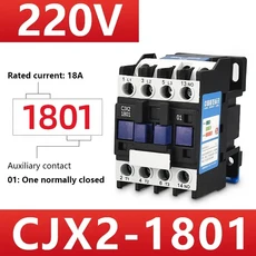 AC 접촉기 정상 /정상 폐쇄 전체 구리 코일 난연 하우징 CJX2 AC220V AC24V 9A 12A 18A, 03 CJX2-1801-NC AC220V
