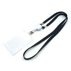 사원증 목걸이 릴홀더 케이스 신분증목걸이 출입증목걸이줄, 블랙