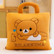 접이식 담요 파우치구성 귀여운 베개 이불 이중 용도 접이식 에어컨 담요 자동차 인테리어 쿠션 3-in-1 사무실 낮잠