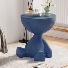 다용도 귀여운 조형 오브제 원형 사이드 테이블 거실쇼파 미니 커피테이블 협탁, 블루