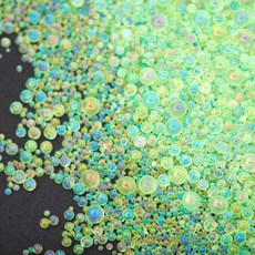 공예 주얼리 제작과 호환되는 구멍 없는 50g 유리 버블 비즈, 사이즈 이미지 참고, 1개, Light green