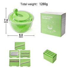 多功能沙拉脫水器與刨絲器, 草綠色, 1個