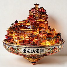 重慶洪崖洞 冰箱磁性貼 金屬文創紀念品, 如圖所示