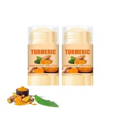 Grospe 강황 핸드 & 풋 케어 스틱 2개 강황 풋 크림 손 팔꿈치 무릎 및 발용 모이스처라이징 소프트닝 핸드 및 풋 크림 스틱 모든 사람에게 적합 각 40g(1, Grospe 강황 핸드 & 풋 케어 스틱 2개, 강황, 40g