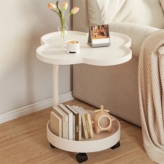 침대 사이드테이블 네잎클로버 이동식 보조테이블 M-0100, 화이트