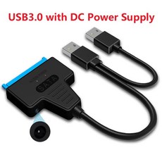 SATA USB 3 0 어댑터 케이블 2 5인치 외장 HDD SSD 22핀 III 6Gbps, USB 3.0 DC포트