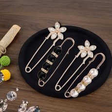 루비담 패션 진주 큐빅 빅옷핀브로치 세트, 옵션2) 꽃진주브로치, 4개