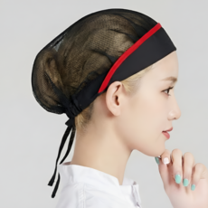 InLoop 통풍잘되는 전체 망사 묶음형 주방 위생모자, 2개, 블랙