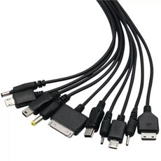디와이툴즈 10in1 멀티 USB 충전 케이블 세트 (C타입/마이크로5핀/애플30핀/DC단자 포함), 1개, 블랙, 30cm 1개, 블랙, 30cm