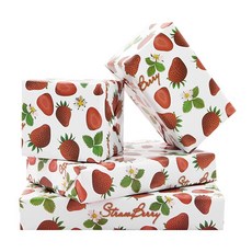 딸기 포장지 여아 어린이 남아용 귀여운 꽃 달콤한 딸기 과일 디자인 생일 축하 화이트 선물 포장 휴일 결혼식 베이비 샤워 어머니의 날 파티 및 모든 행사에 적합, 딸기 포장지, 여아 어린이 남아용 귀여운 꽃 달콤한 과