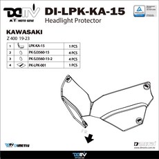 DIMOTIV DI-LPK-KA-15 川崎 Z400 (19-23) 摩托車頭燈護罩，有效保護頭燈，提升騎行安全, 1個, 墨色
